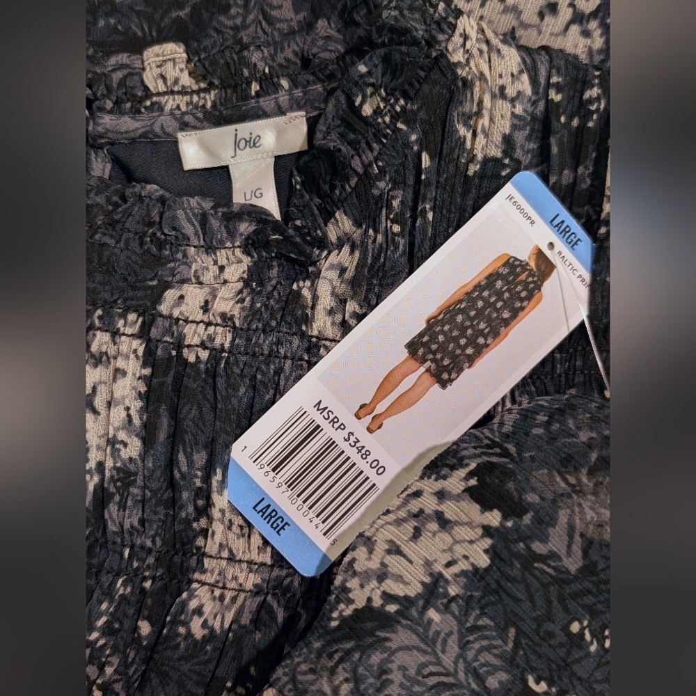 NWT Joie Baltic Print Mini Sleeveless Dress Sz Large Sheer Chiffon Flowy Blue - Picture 10 of 12